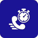 Phone and stopwatch icon on blue background